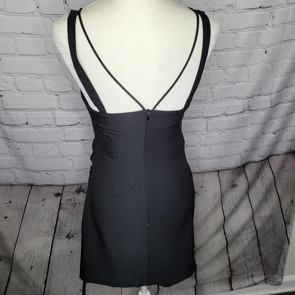 NWT ZARA Black Strap Women's Midi Dress Zip Back Sz L - Picture 3 of 7
